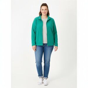 *Carroll Reid Terry Green Full Zip Up Sweater